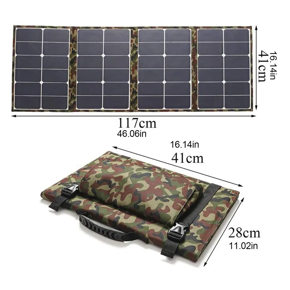 

120W Solar Panel USB DC Solar Power Battery Generation Monocrystalline Solar Folding Bag Charger Phone Outdoor