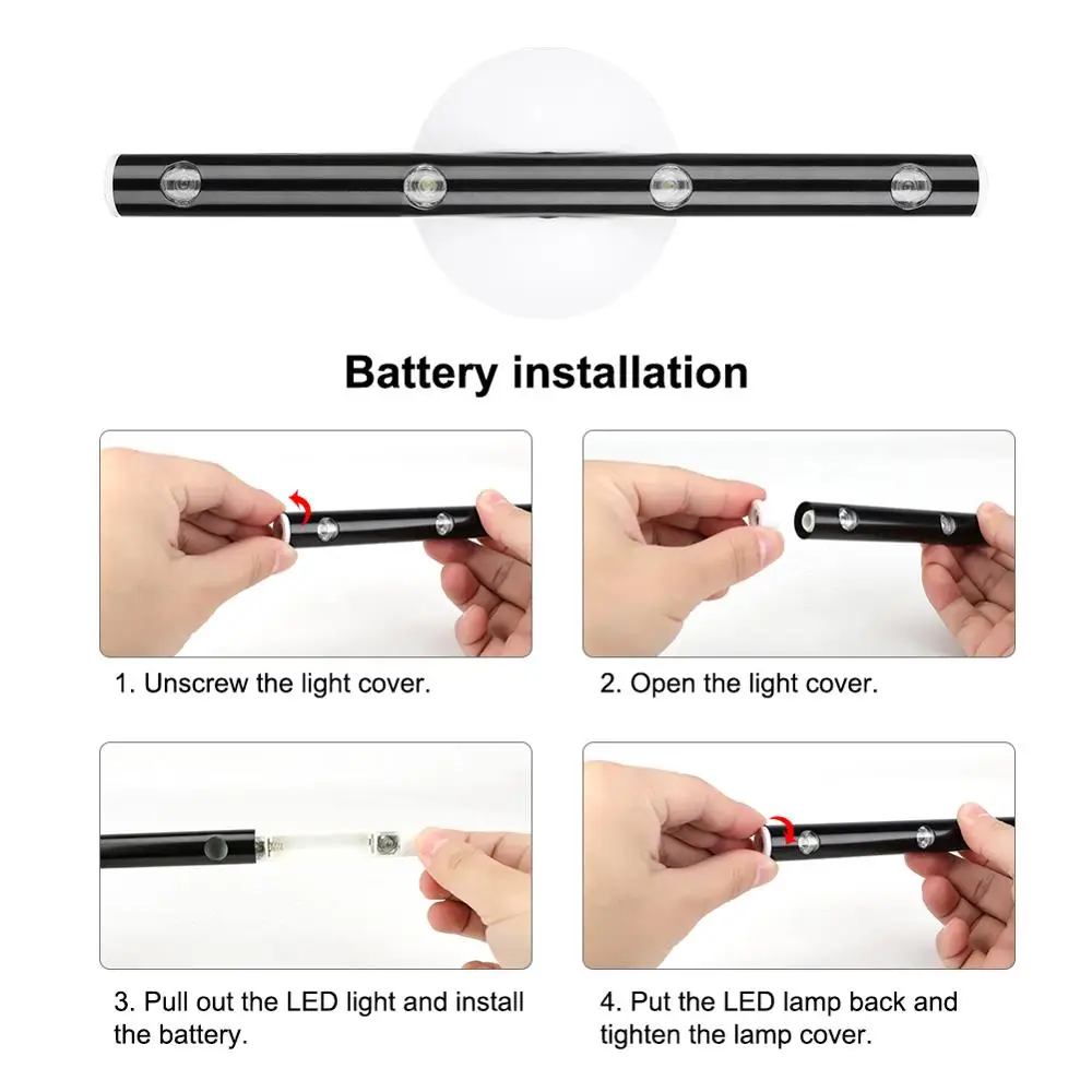 1 шт. Домашний Светильник для шкафа с 4 светодиодами ночник из алюминиевого сплава