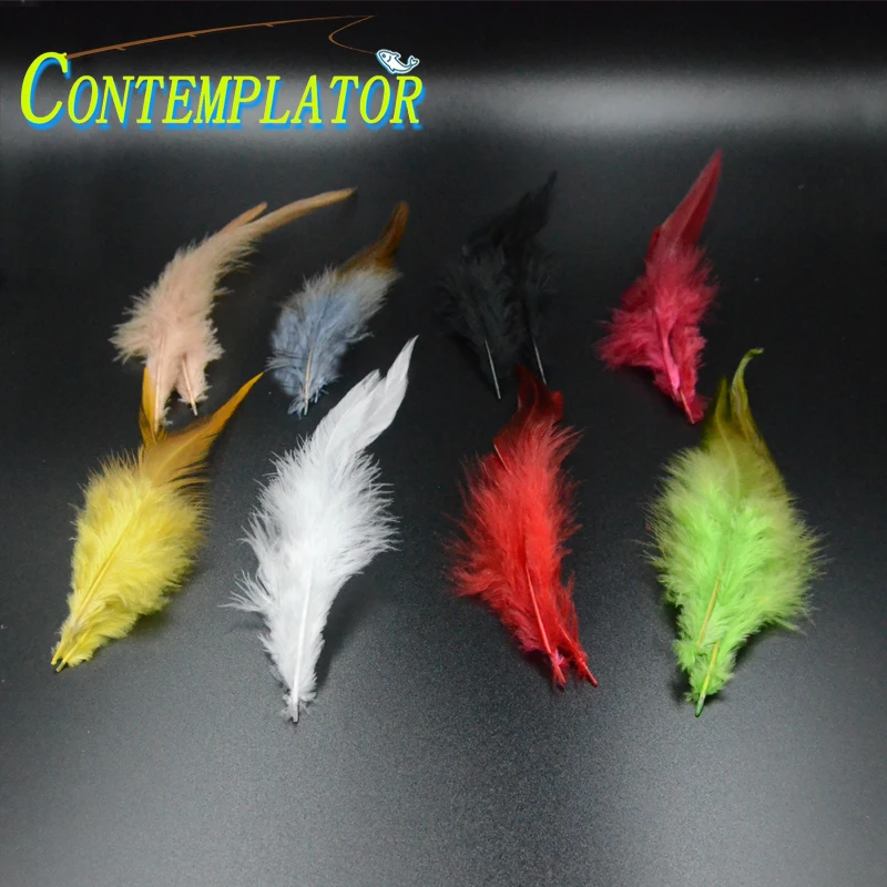 

CONTEMPLATOR 30pcs/bag Cock Saddle Hackle Fly Tying Feathers For Glitter Nymph 8colors Rooster Schlappen Artificial Fly Lures