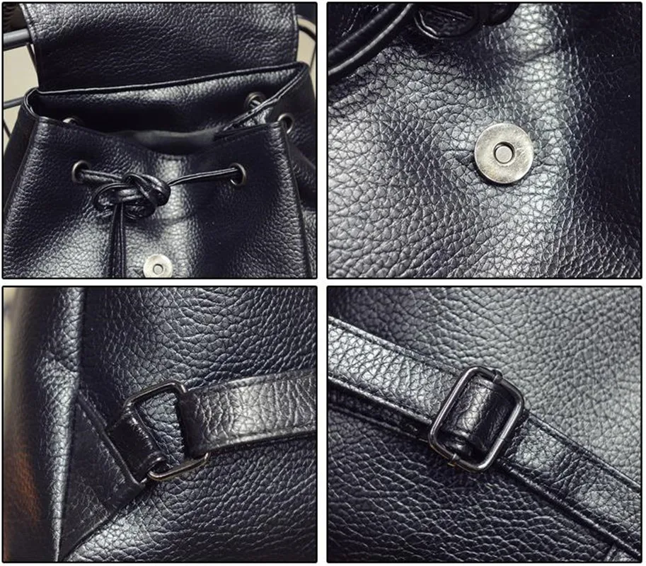 

Vintage Tassel Backpacks Weaving Black School Backpack PU Leather Backpack Women's School Bag Soft Backpacks