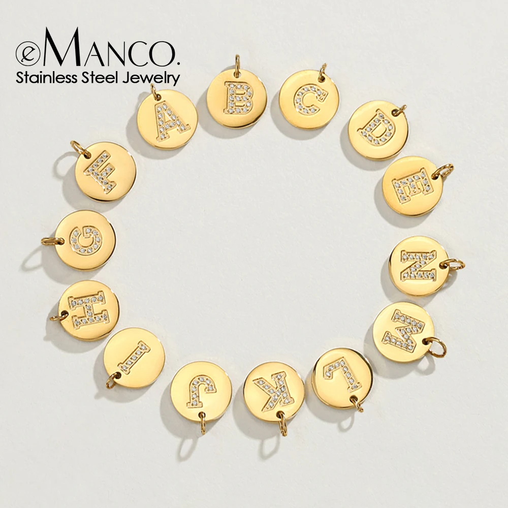 

eManco 26 Zircon Alphabets Pendant for Necklace Not Fade Stainless Steel Charms for Bracelet Make Earrings Jewelry Findings