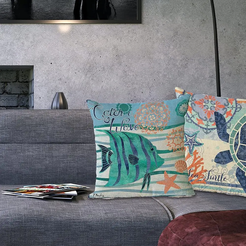 Floridliving 4 шт./компл. Чехлы для подушек серии Ocean Детские кровати домашний декор