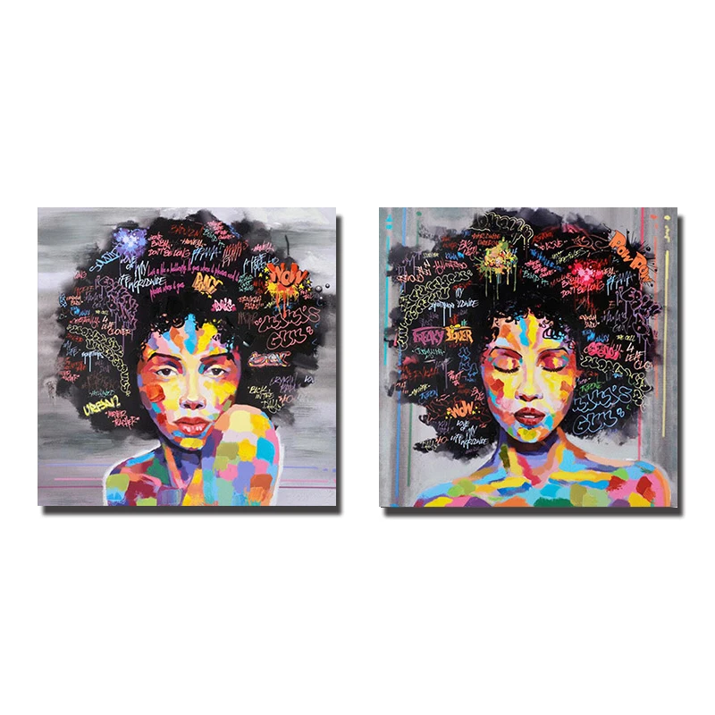 OUCAG граффити афро женщины Картина маслом современная фигура Холст плакат и