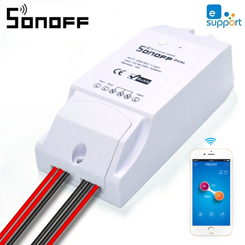 Sonoff DUAL R2 10A Smart WiFi Switch Remote Intelligent Control Socket Automation Modules Works With Alexa Google Home | Электроника