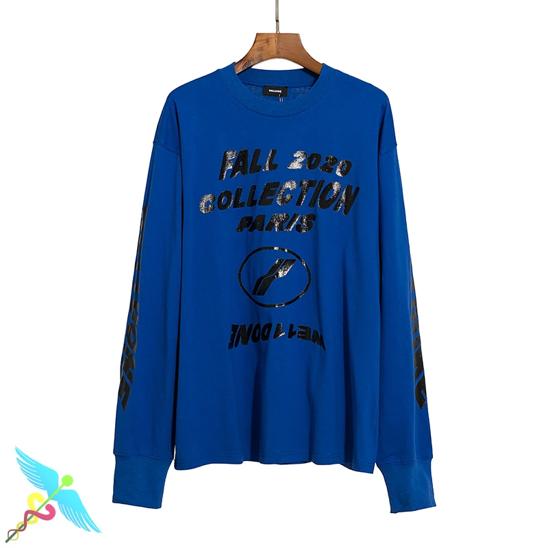 

WELLDONE Hoodies Men Women Couples New Fashion Trend Sleeve Stitching Reflective Letters Print We11done Crewneck Sweatshirt