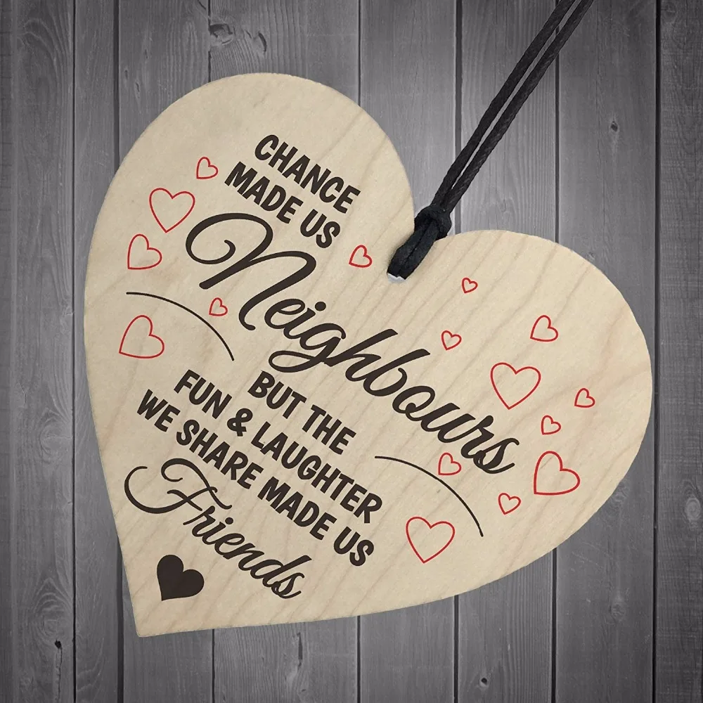 Wooden Heart-shaped Wood Crafts Neighbor plaque sign Special Use Christmas Home DIY Tree Decoration Small Pendant Accessories |