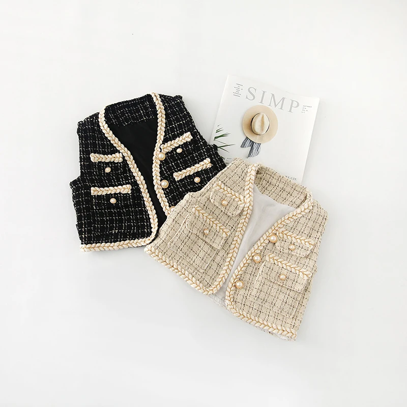 

Autumn New Baby Vest Girls Boys Plaid Printing Vest Baby Girl Winter Clothes Lightweight V-neck Jacket Winter Toddler Girl Coats