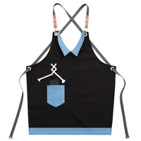 canvas patchwork house cleaning chef apron shop cooking baking pocket pinafore with collar women apron for kitchen accessories