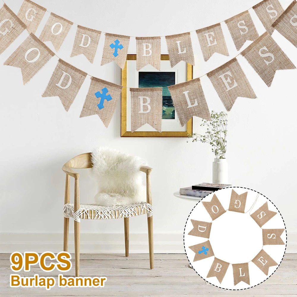 BOD BLESS буквы мешковины раздвоенный хвост баннеры гирлянды флаги для детского душа