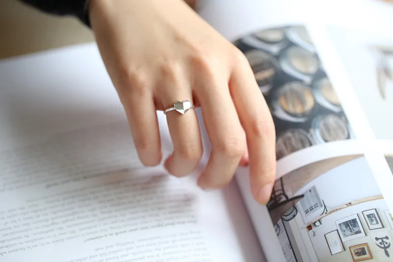 

925 Sterling Silver Adjustable Heart Rings For Women Femme Fashion Girl Prevent Allergy Sterling-silver-jewelry jz583