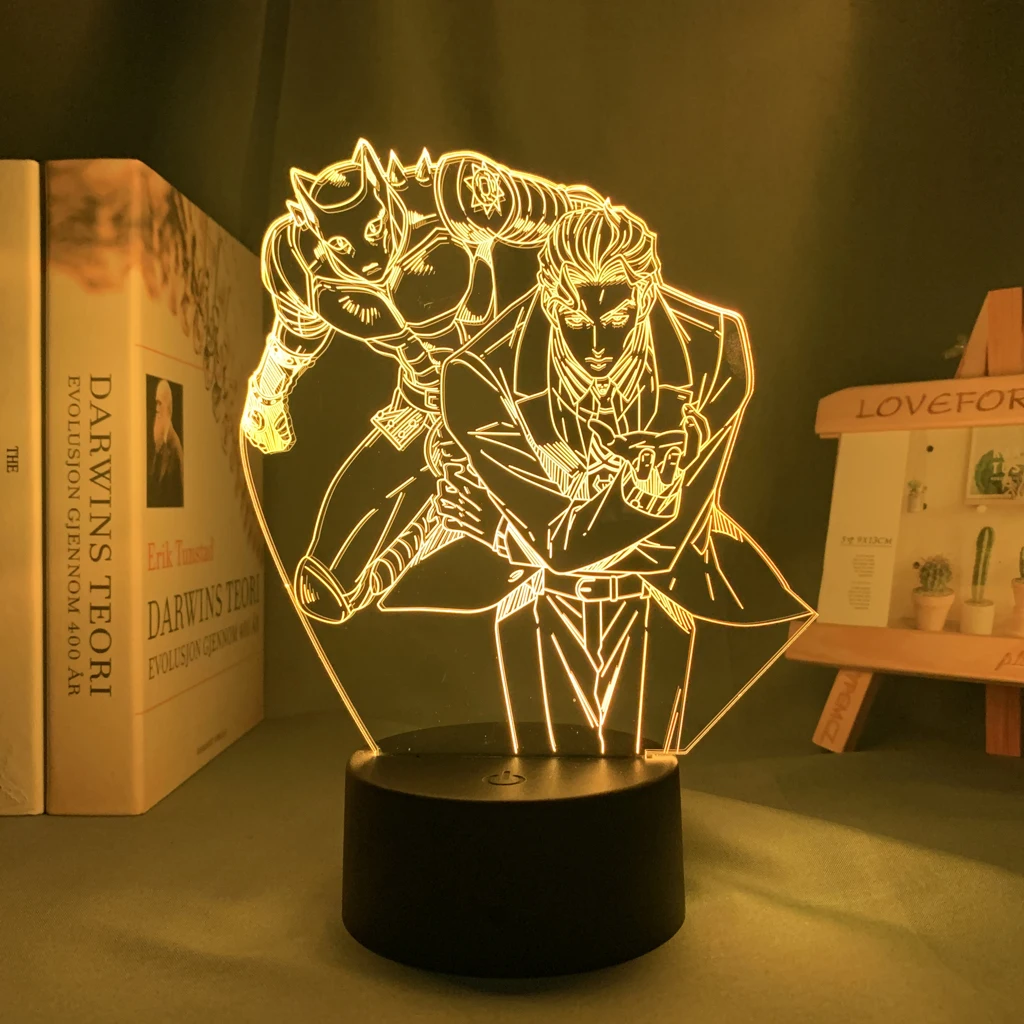 3d Night Light Anime JoJo Bizarre Adventure Yoshikage Kira for Bedroom Decor Birthday Gift Him Jojo Led Lamp Manga | Лампы и освещение