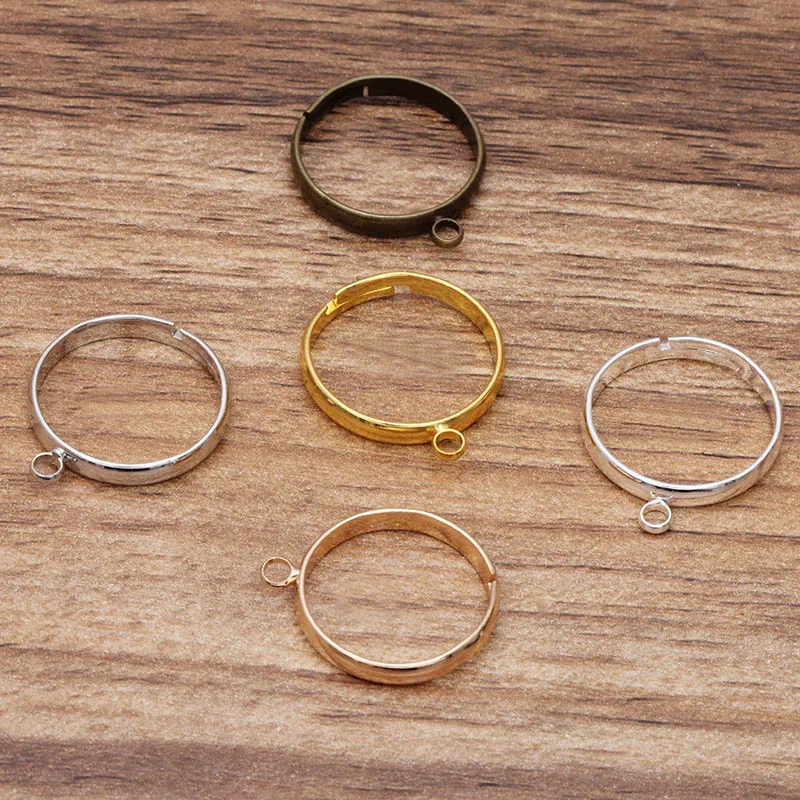 200pcs Adjustable Ring Settings Bases with a Closed Circle Loop Hanger Rings Findings DIY Jewelry Making Multi-color Plated