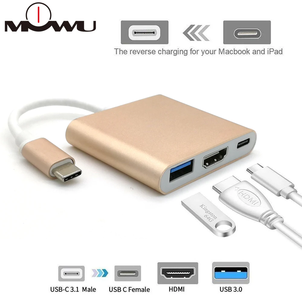 USB-концентратор Тип C USB 3 1 к HDMI 4K адаптер кабель-преобразователь в разветвитель