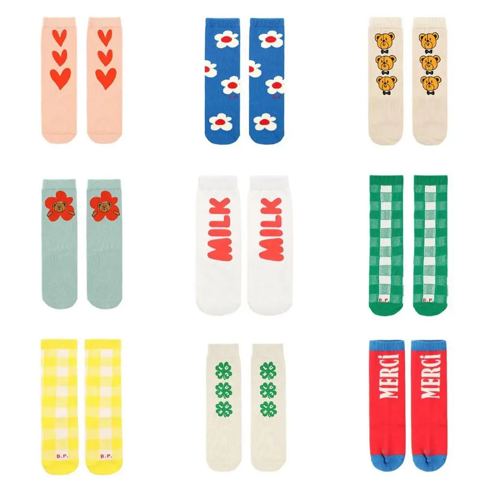 Детские носки для малышей Новые детские длинные теплые ярких цветов из хлопка