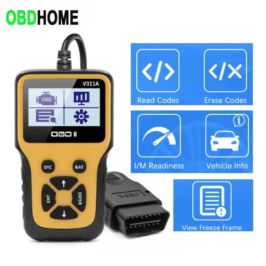 Автомобильный считыватель кодов V311A OBD с горячей клавишей DTC BAT может считывать