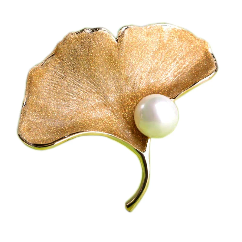 Blucome желтый Гинкго Билоба (фасовка по Броши со стилизованными листьями блестящие