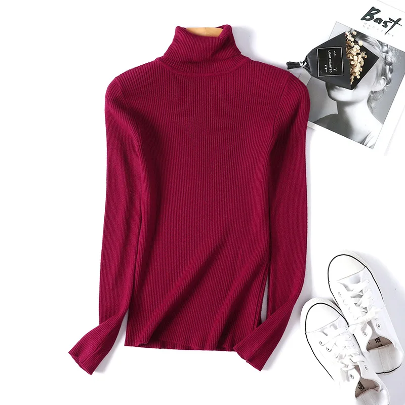

Womens Sweaters 2021 Tops Long Sleeve Turtleneck Sweater Women Thin Pullover Jumper Knitted Sweater Slim Pull Femme