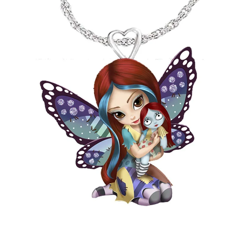 

Fashion Cute Women Acrylic Fairy Necklace Butterfly Ghost Pendant Casual Party Engagement Wedding Girl Necklace Jewelry