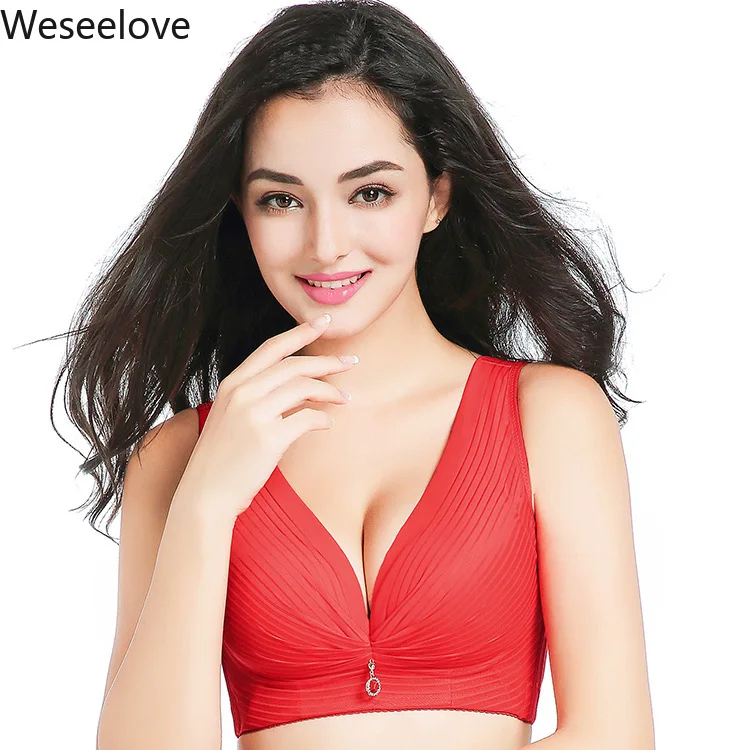 

Weseelove Push Up Bra Plus Size Women Gathering Ultra-Thin Without Rims Soutien Gorge Bra Large Cup Two Breasted Underwear X15-1