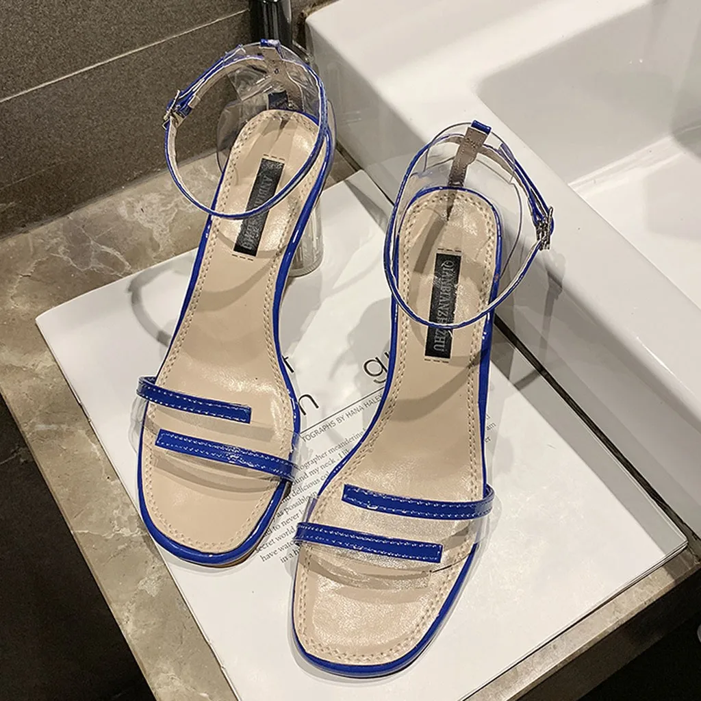 

Block Heels Sandals Woman 2020 Girl Transparent Shoes Clear Heels Sandal Summer Female Stripper Heels Club Shoe sandalia Blokhak