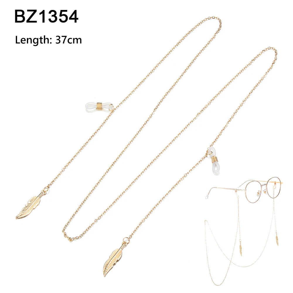 37cm 70/80/90 см женские золотистый и черный очки солнечные очки с цепочкой для чтения бисером очки цепь, рыбной ловли, для телефона, держатель для телефона в форме листьев шейный ремешок веревка - Цвет: 37cm