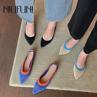 knitting weave womens shoes 2021 soft pregnant woman pointed pumps flat shoes mixed colors simple fashion casual slip on slides