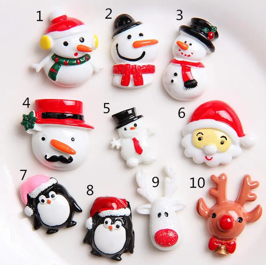 

Kawaii Cartoon Cute snowman/Santa Claus/Elk/Christmas hat Resin Flat back Cabochons DIY Scrapbooking Charms Kids Gift