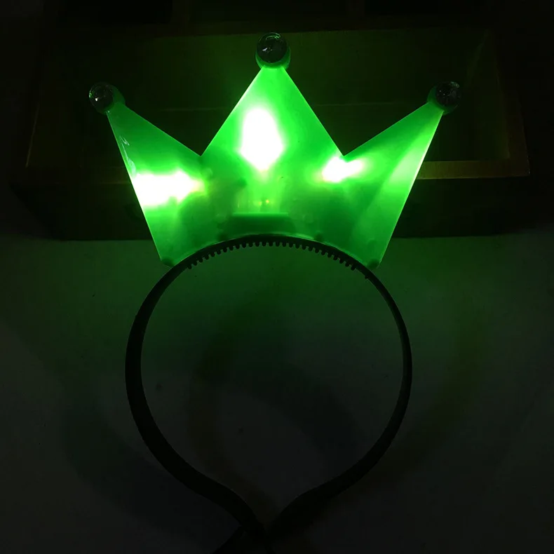 green Светодиодный светящийся светильник, тиара, корона, головная повязка королевской принцессы, светящиеся аксессуары для волос для детей, взрослых, день рождения, вечеринки, свадьбы - Цвет: green