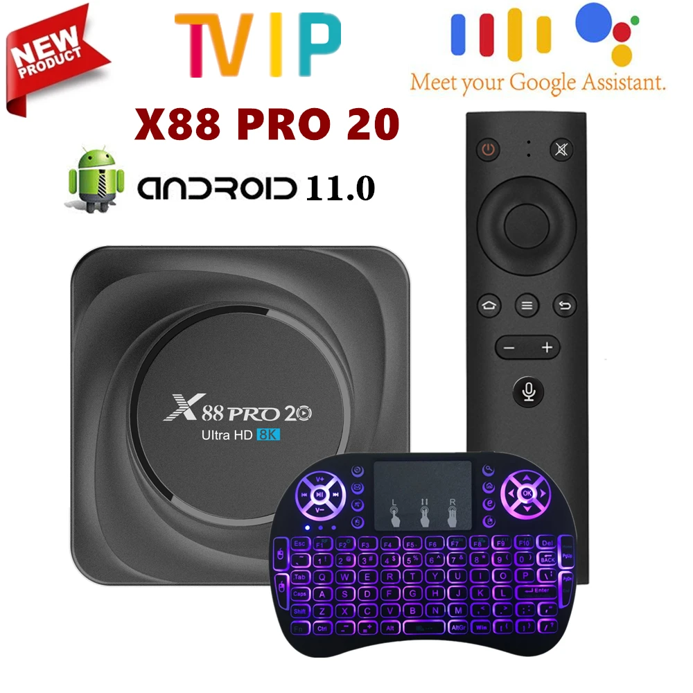 

X88 PRO 20 TV box Android 11 8K UHD 2.4G/5G WiFi BT4.2 1000M Media Player Smart Set Top Box With Google Voice Remote X88 TV BOX