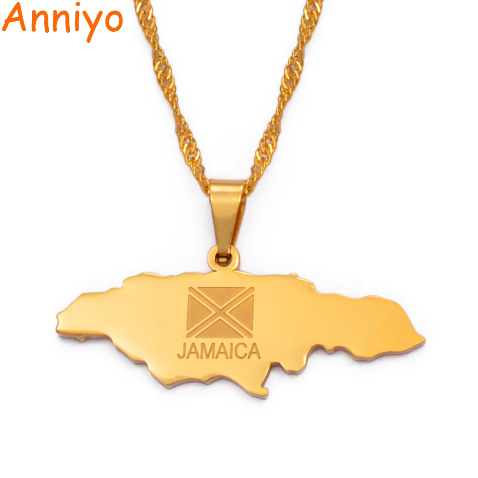 Anniyo Ямайка карта кулон ожерелье ювелирный серебристый цвет/цвет золота