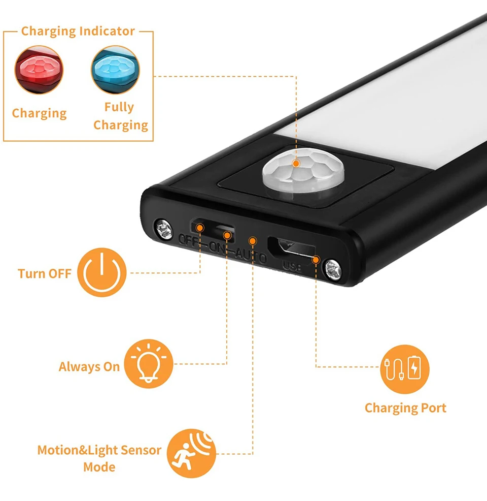 led cabinet light 102040cm motion sensor cabinet lights kitchen cabinet lighting usb rechargeable magnetic led cabinet lights free global shipping