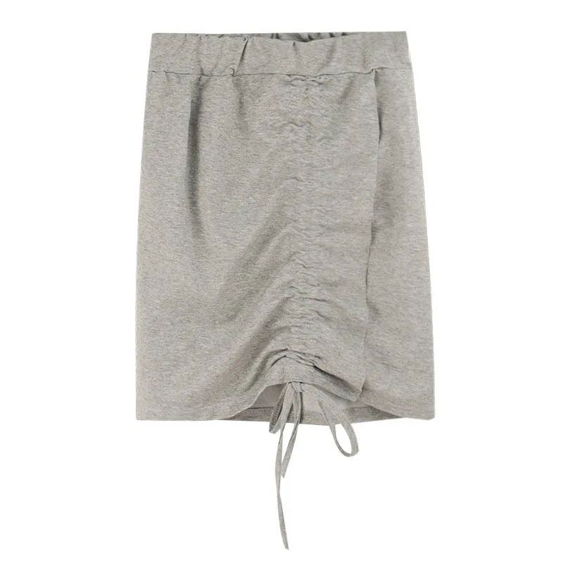

Drawstring Sexy Mini Skirt Women Bodycorn Pencil Skirts Solid Clubwear High Waist Pleated Skirt Plus Size Cotton Summer W471