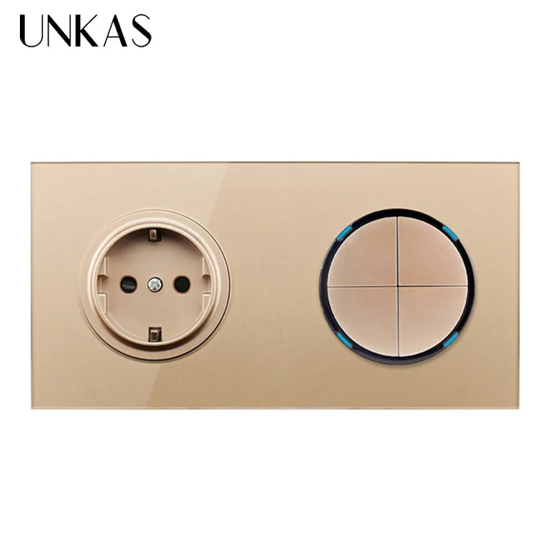 UNKAS Золотая Хрустальная стеклянная панель вкл/выкл светильник светодиодный