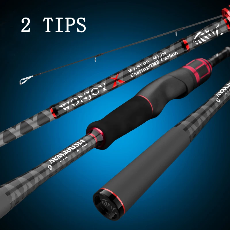 Carbon Fishing Lure Rod 2 Tips Spinning M ML Casting M MH Fsihing Pole 2.1/2.4M For Fresh Sea Fishing
