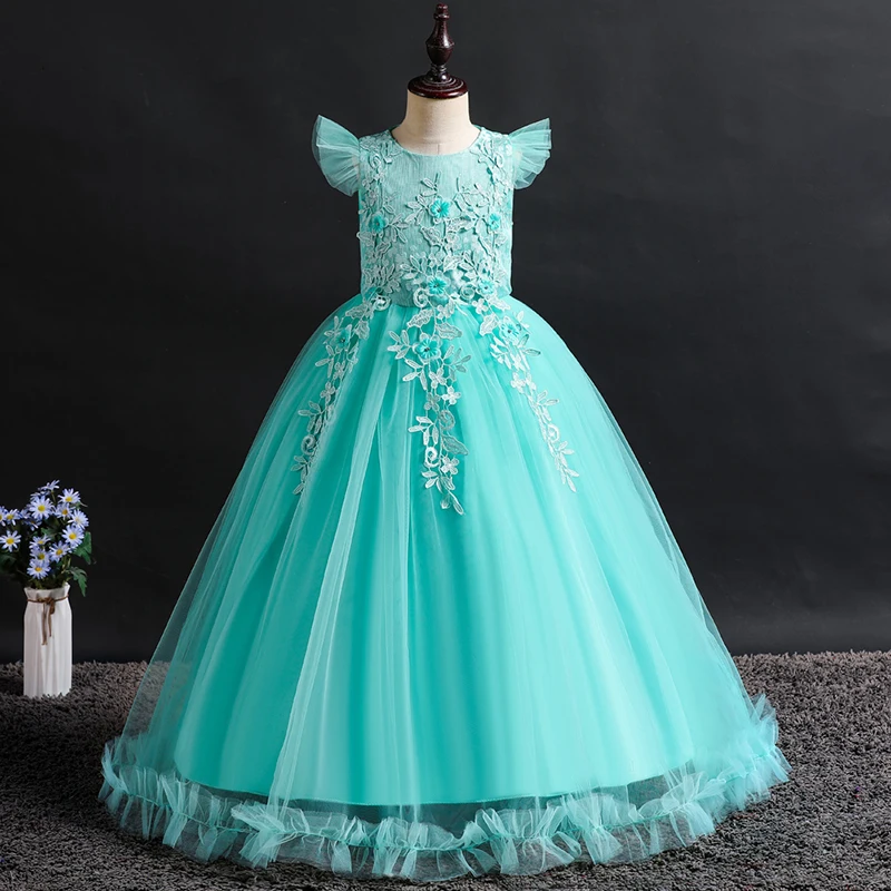 Flower Girls Dress Opening Wedding Party Ceremony Clothing Silk Tutu Evening Elegant Princess Kids Vestidos | Детская одежда и