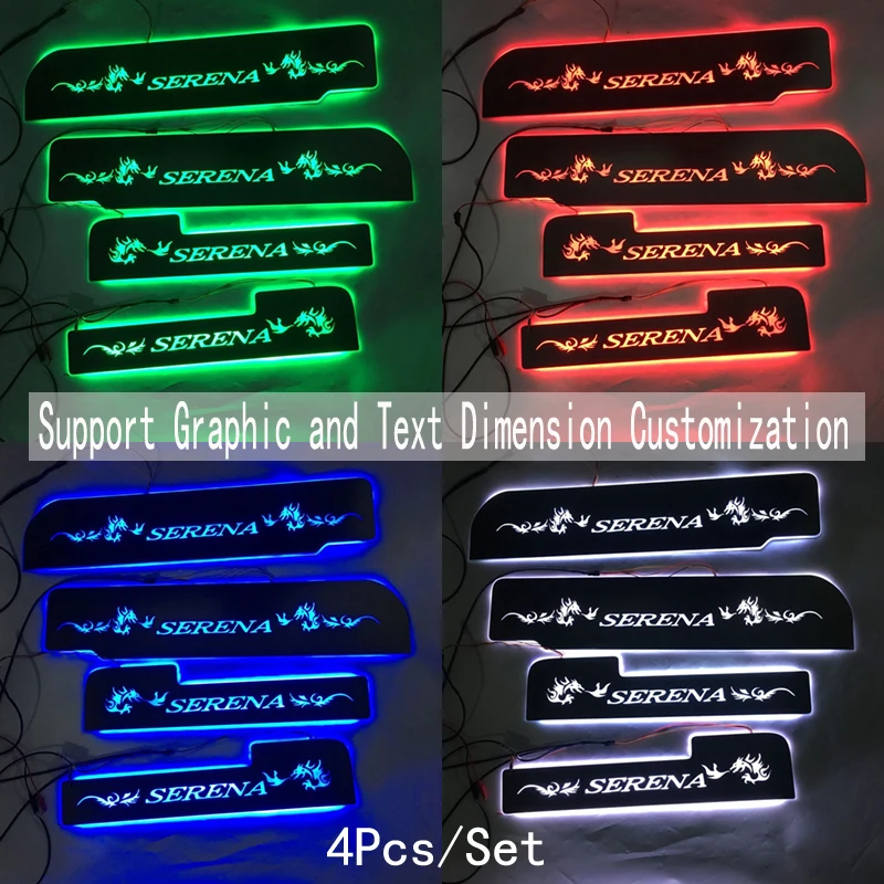 

4pcs/set For SERENA Door Dynamic LED Lamp Sill Scuff Plate Welcome Pedal Car Styling door sills lighting FOR Nissan Succe