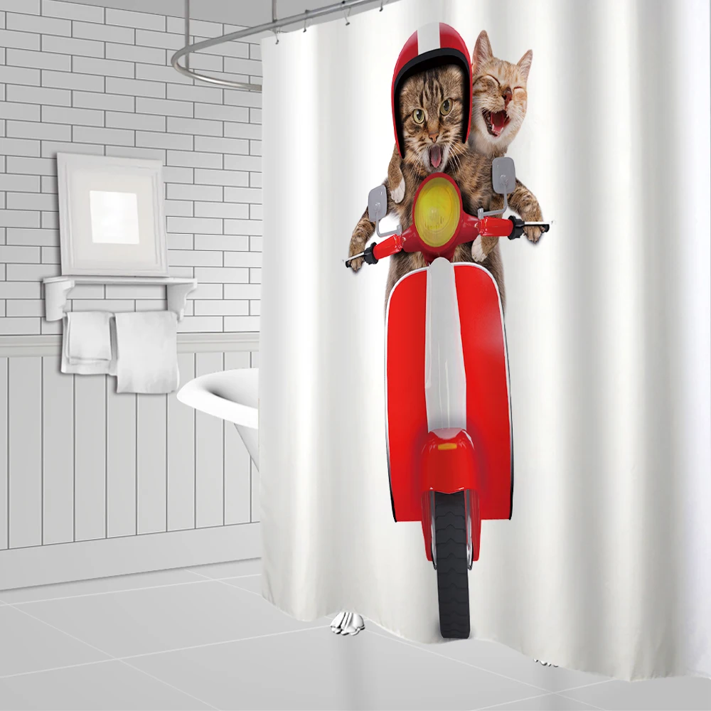

Shower Curtain Set Cute Animal Cat 3d Printed Waterproof Child Bathroom Curtains Polyester Fabric Home Bathroom Decor With Hooks