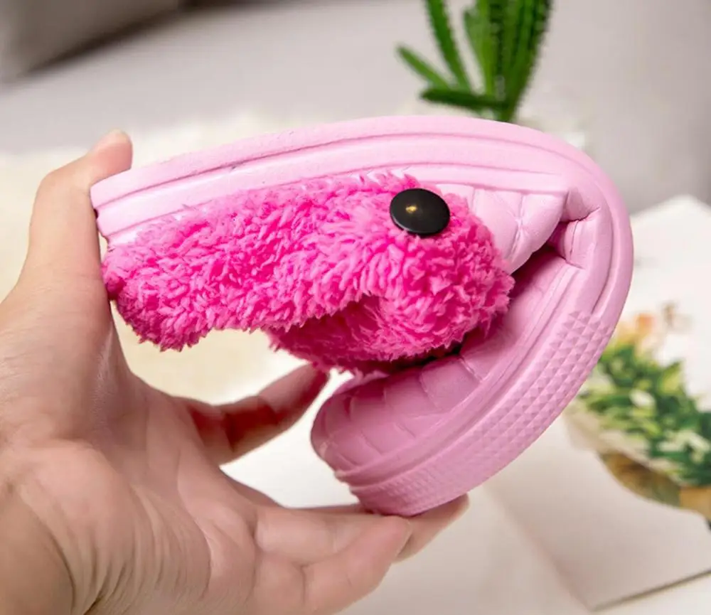 

2020 Winter Women House Slipper Shoes Women Fur Home Warm Plush Slippers Ladies Fur Slides Shoes Woman waterproof House Slippers
