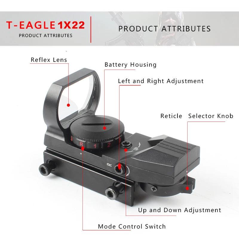 Охотничий оптический прицел тактический Коллиматорный с 4 точками 15 22