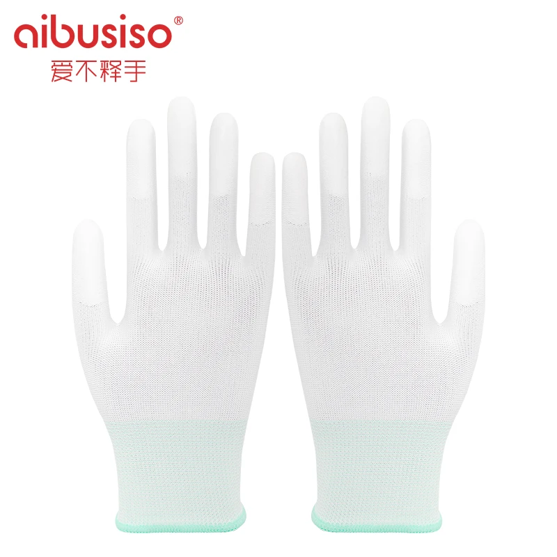 

AIBUSISO 5 pairs 13G Safety Gloves Electronic Nylon Anti-slip Gloves With PU Polyurethane Palm AntiStatic Work Glove A3001