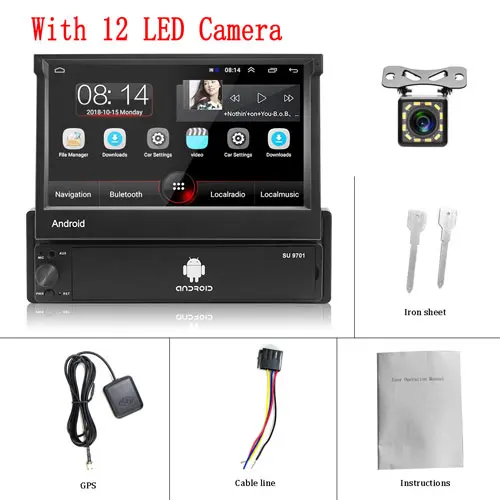 with 12 led camera Android 8,1 автомобильный мультимедийный плеер 2 Din gps навигация Авторадио WiFi Bluetooth радио аудио стерео USB FM MP5 плеер - Цвет: with 12 led camera