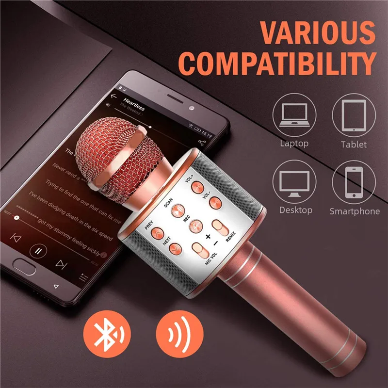 Bluetooth-микрофон для караоке беспроводной микрофон профессиональный динамик