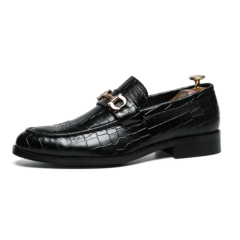 

2021 Men Formal Business Brogue Shoes Luxury Men's Crocodile Dress Shoes Male Casual Genuine Leather Wedding Party Loafers jkm98