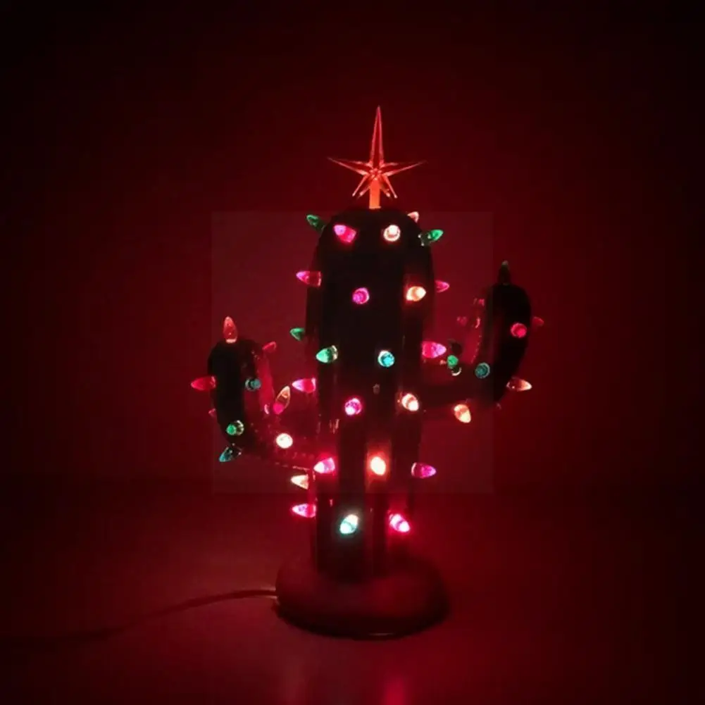 

Christmas Cactus With Light Christmas Statue Gift Resin Room Decoration Gift Decor Desktop Ornaments Home Living Xmas J9U0