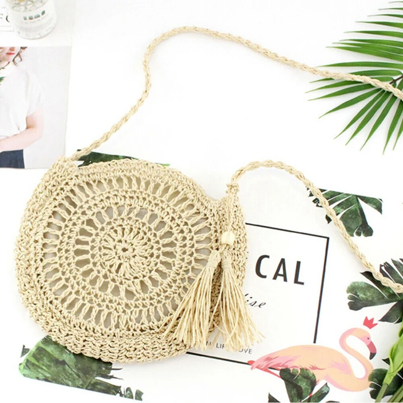 Ручная работа женская летняя Соломенная пляжная сумка на плечо для покупок сумки