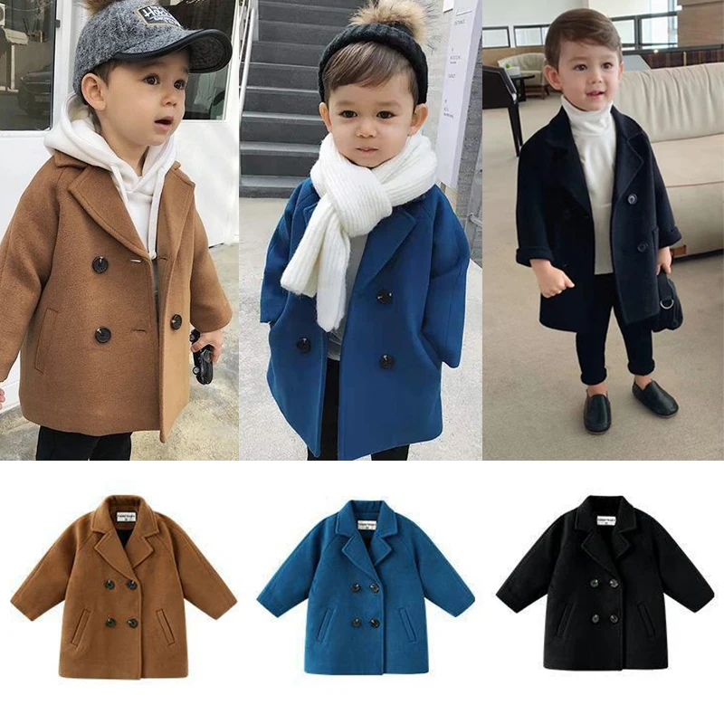 

куртка для мальчика пуховик для девочки Зимнее шерстяное пальто для мальчиков и девочек, модная детская шерстяная куртка, детская дизайнер...