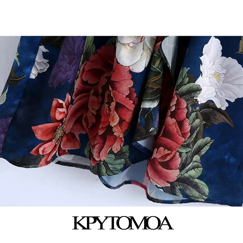 

KPYTOMOA Women 2020 Chic Fashion Floral Print Ruffled Playsuits Vintage Long Sleeve Elastic Waist Female Short Jumpsuits Mujer
