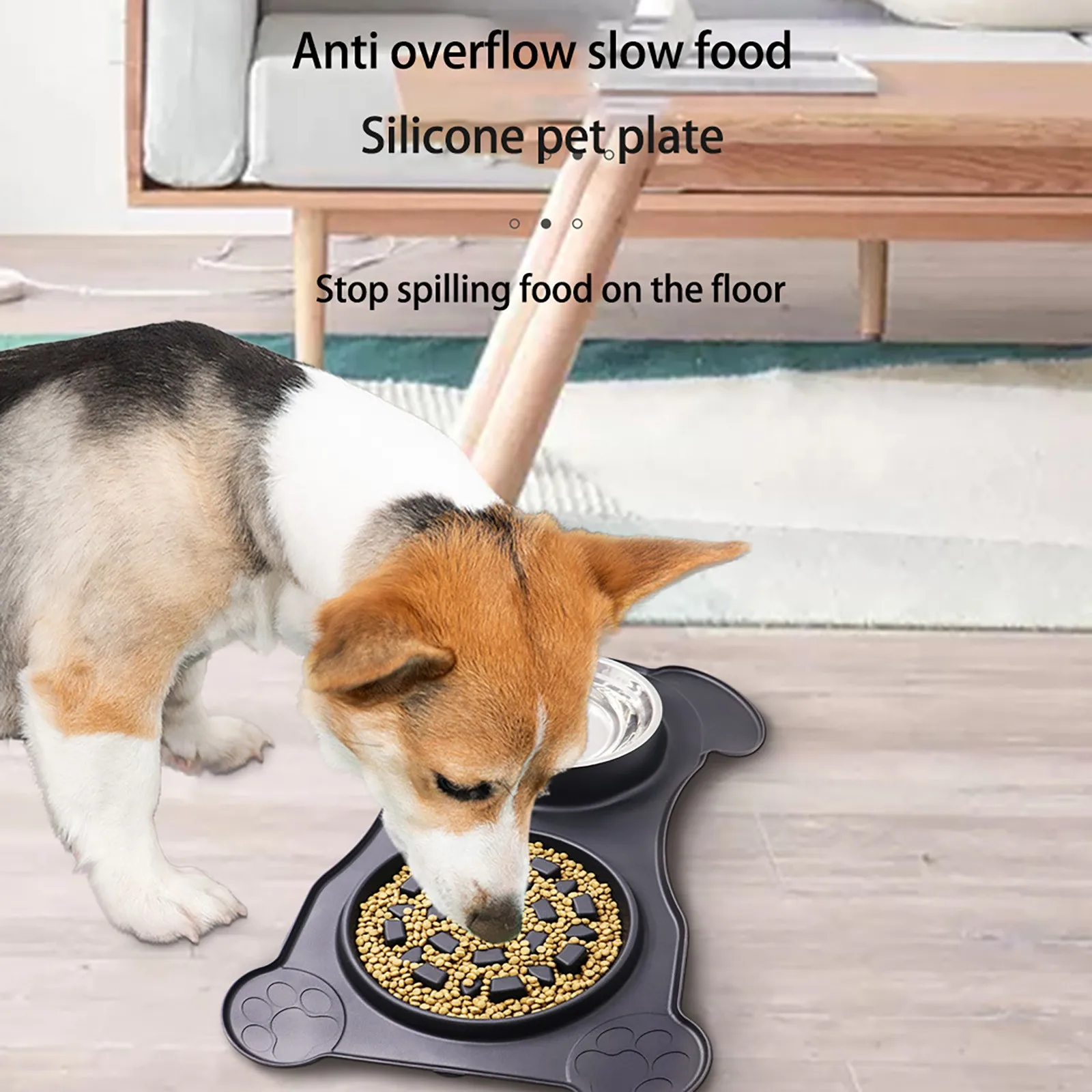 

Pet Dog Puppy Cat Feeding Stainless Steel Dish Pet Drinking Bowl Food Feed Placement Dog Accessories Anti-overflow Tableware QW