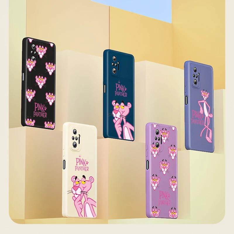 

Cartoon Pink Panther for Xiaomi Redmi Note 10 10T 9 9T 8 8T 7 Pro Max 5G Luxury Liquid Silicone Soft Cover Phone Case