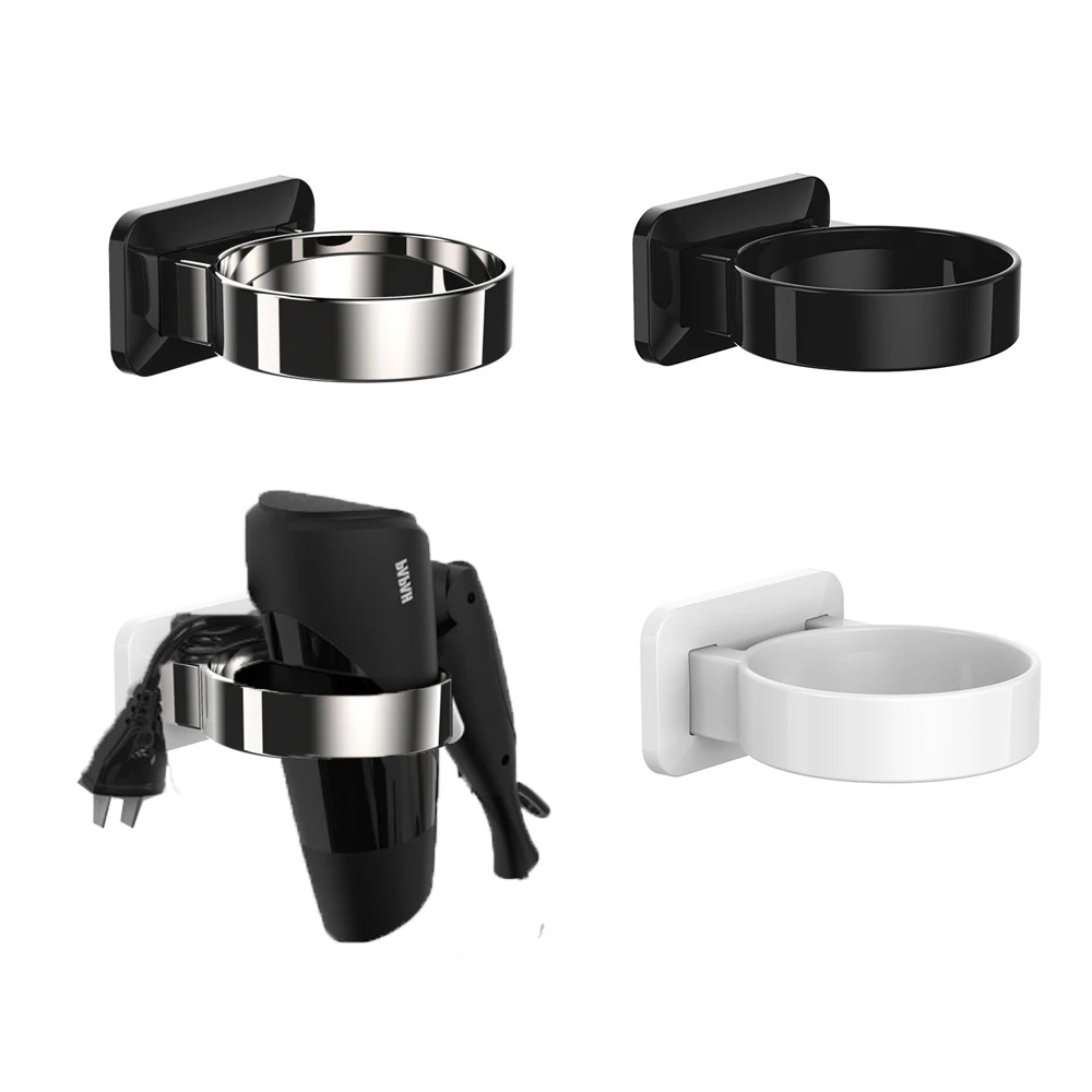 

Hair Dryer Holder Blower Organizer Sticker Base Shelf Nail Drill Free Bathroom Storage Hairdryer Holder Rack Home Improvement